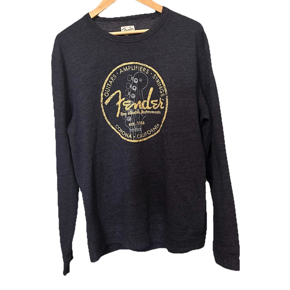 🎸 Fender Guitar  Lucky Brand Men's 2X-Large Gray Sweater Pullover Sweatshirt